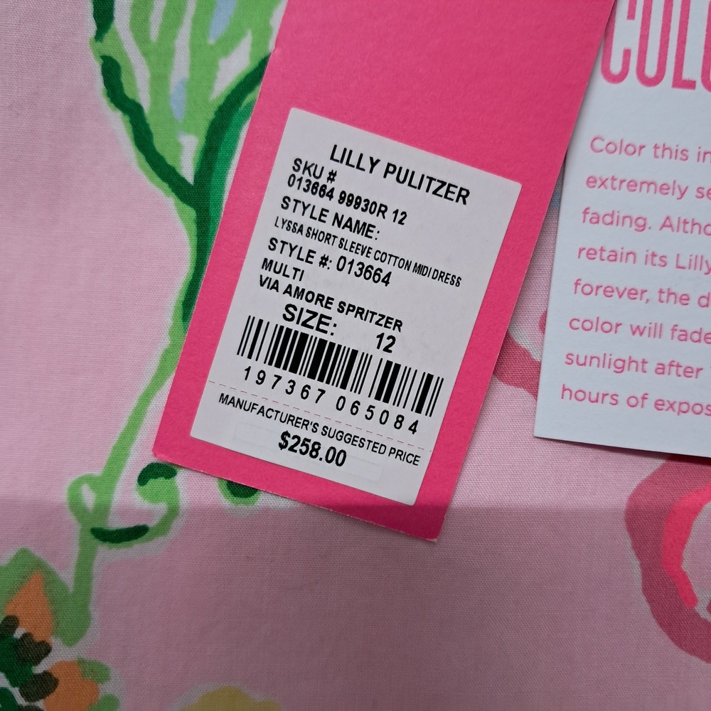 NWT Lilly Pulitzer Lyssa Cotton Midi Dress Womens 12 Pink Cut Out Tiered Pockets - Picture 3 of 16